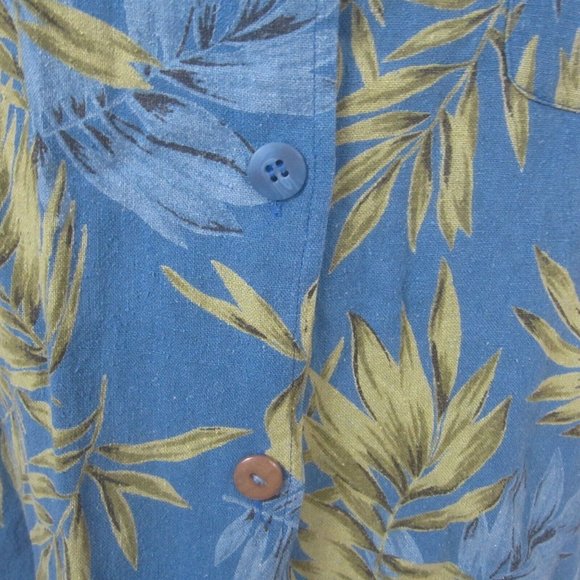 BeMode Women button up Hawaiian shirt silk sz L tropical luau pocket tiki bar - Picture 4 of 10